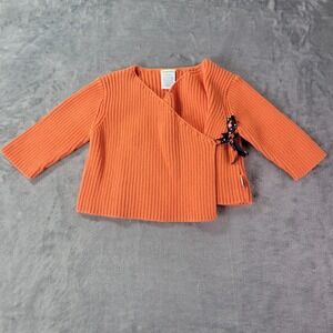 Gymboree Baby Girl Cotton Wrap Sweater‎ 6-9M Orange Ribbed Knit Fall Cute Bow